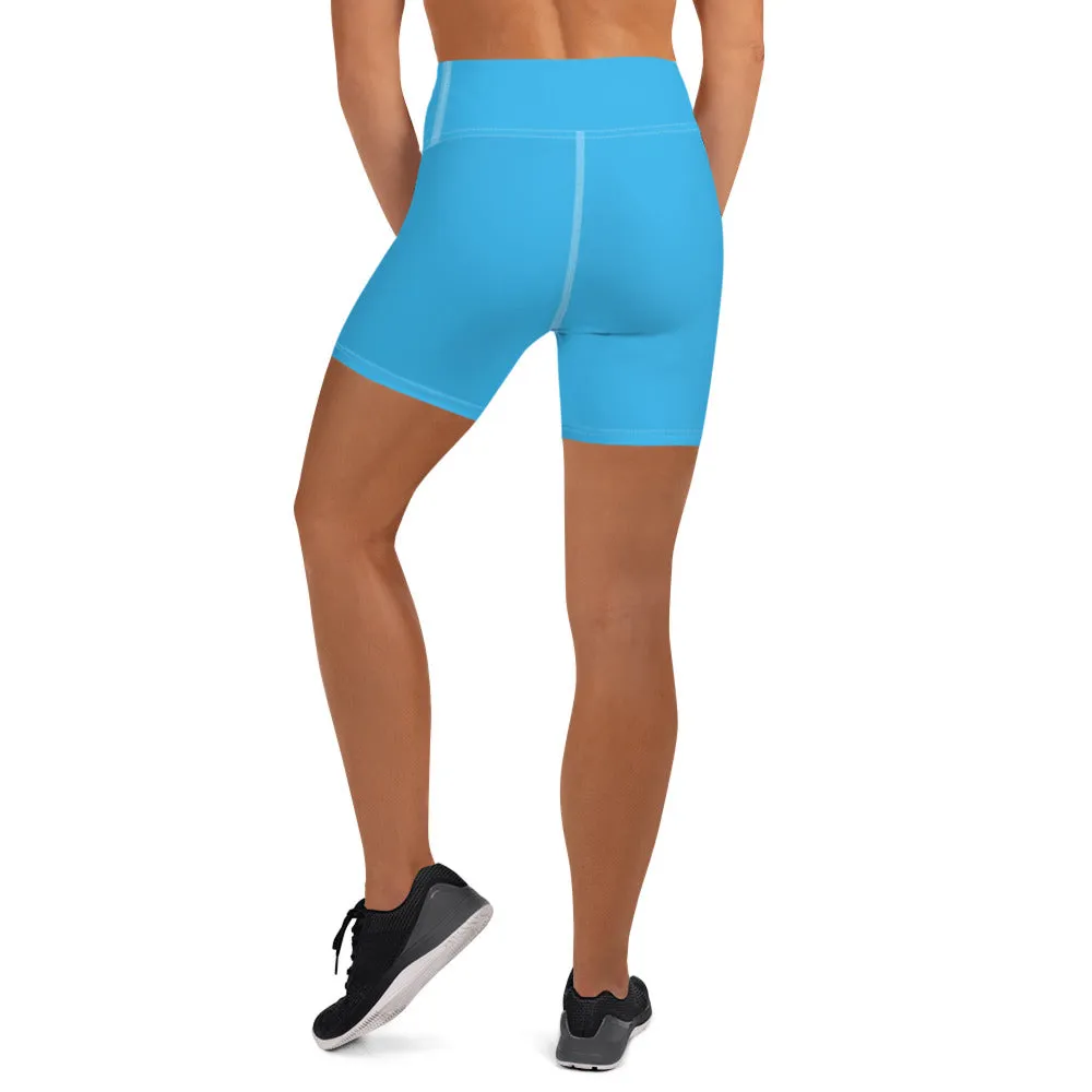 Sky Blue High Waist Yoga Shorts