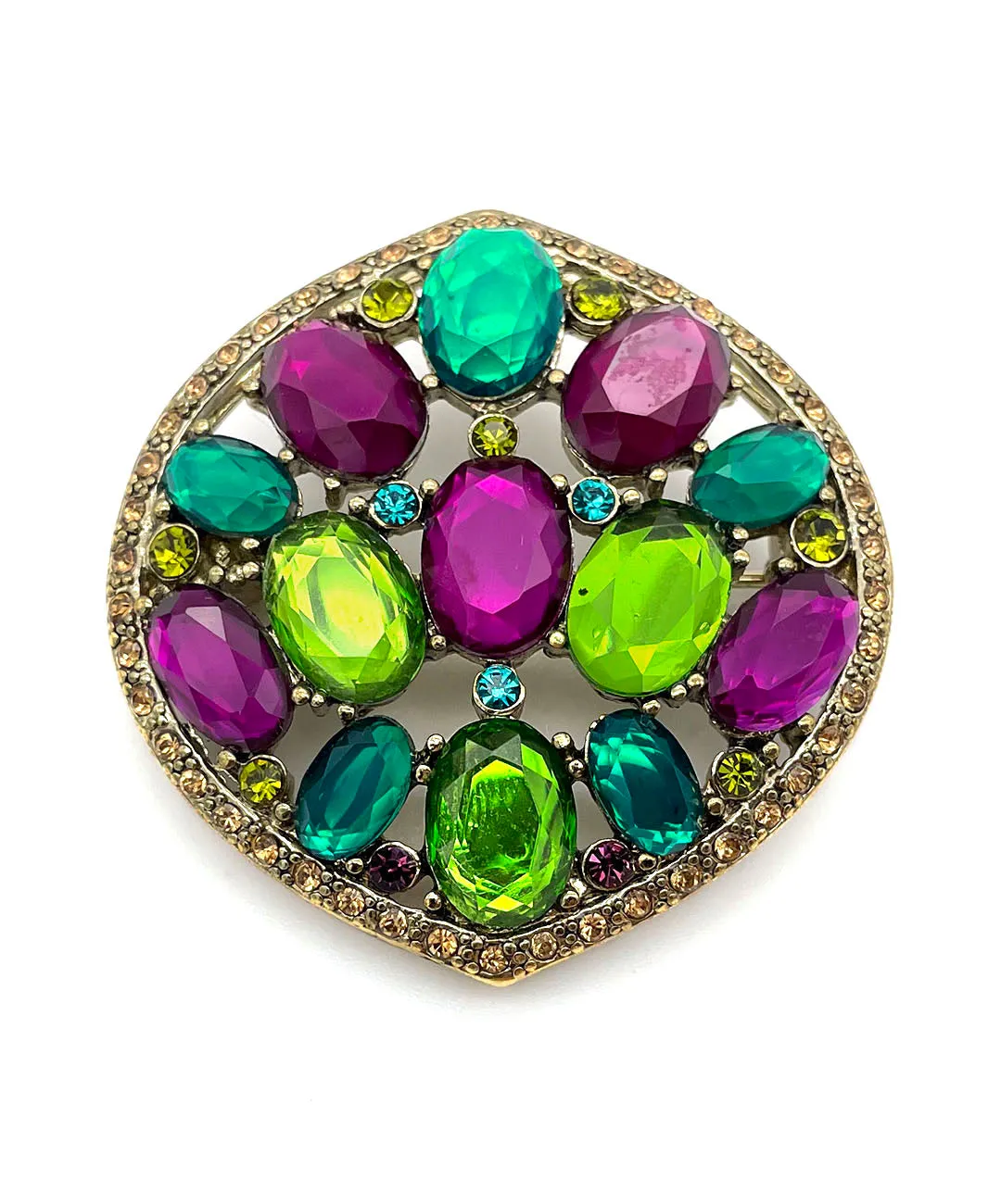 【USA輸入】ヴィンテージ MONET パープル グリーン ビジュー ブローチ/Vintage MONET Purple Green Bijou Brooch