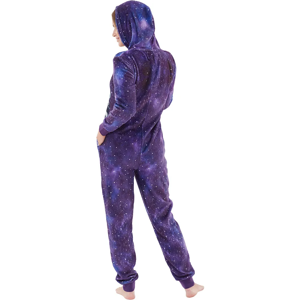 Womens Digital Print Unicorn Purple Onesie