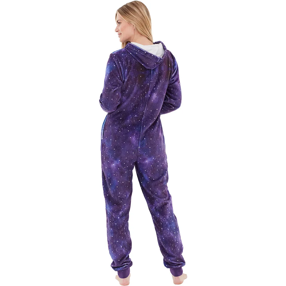 Womens Digital Print Unicorn Purple Onesie