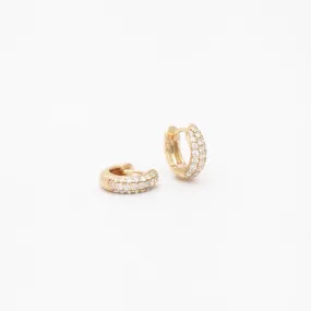 Yellow Gold Pavé Dome Huggies