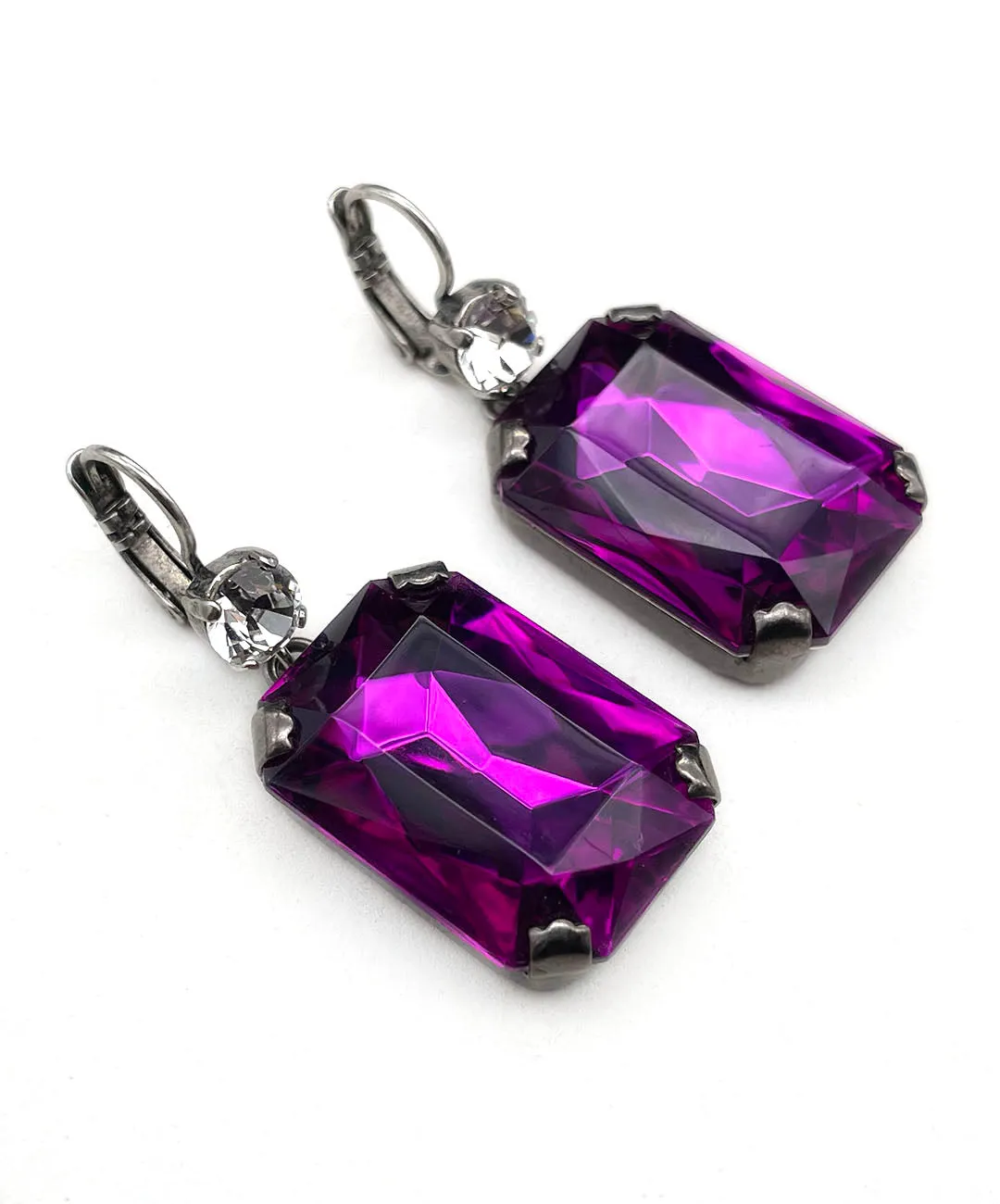 【ドイツ買付】ヴィンテージ SEIBOTH パープル クリア ガラス ピアス/Vintage SEIBOTH Purple Clear Glass Post Earrings