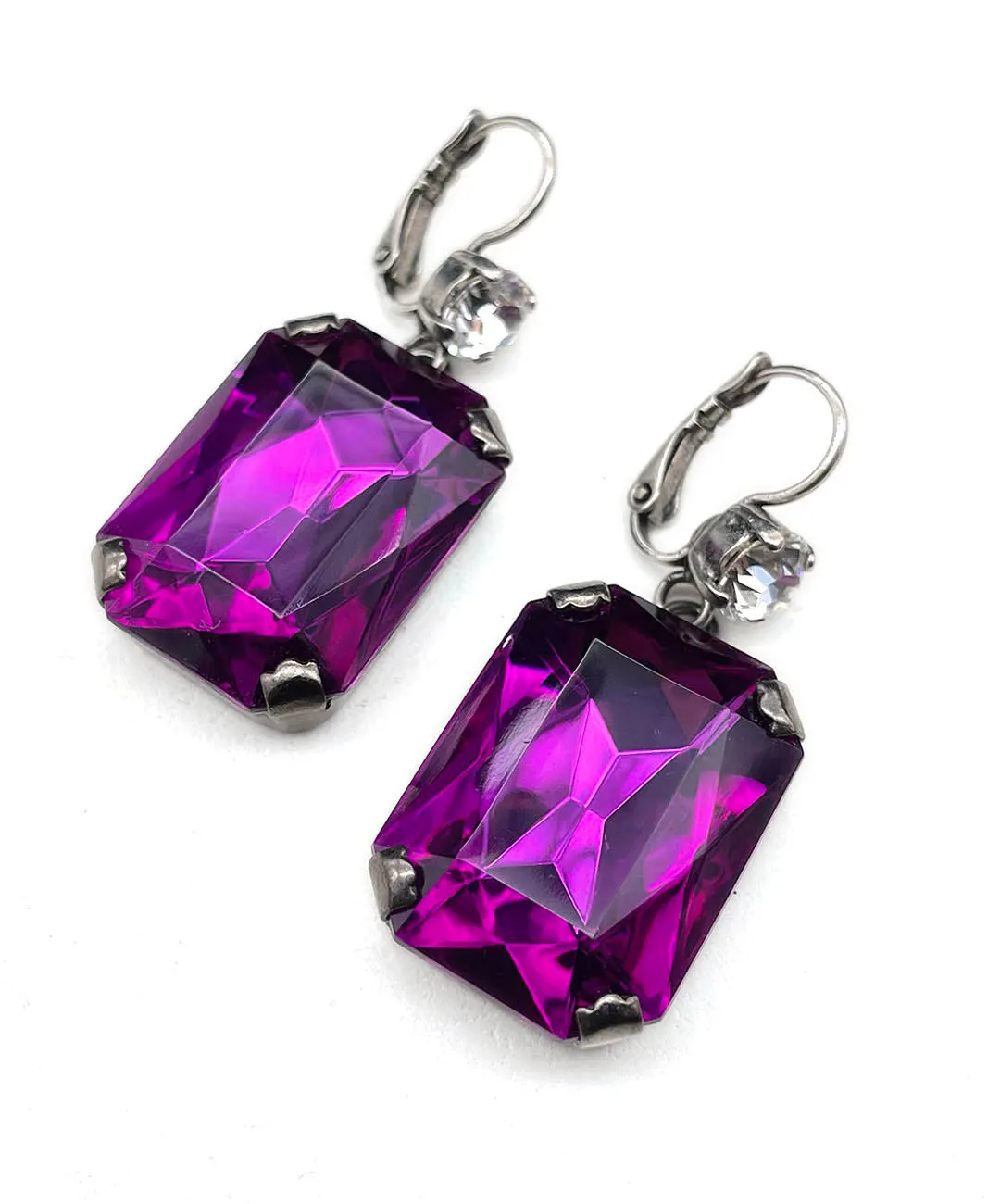 【ドイツ買付】ヴィンテージ SEIBOTH パープル クリア ガラス ピアス/Vintage SEIBOTH Purple Clear Glass Post Earrings