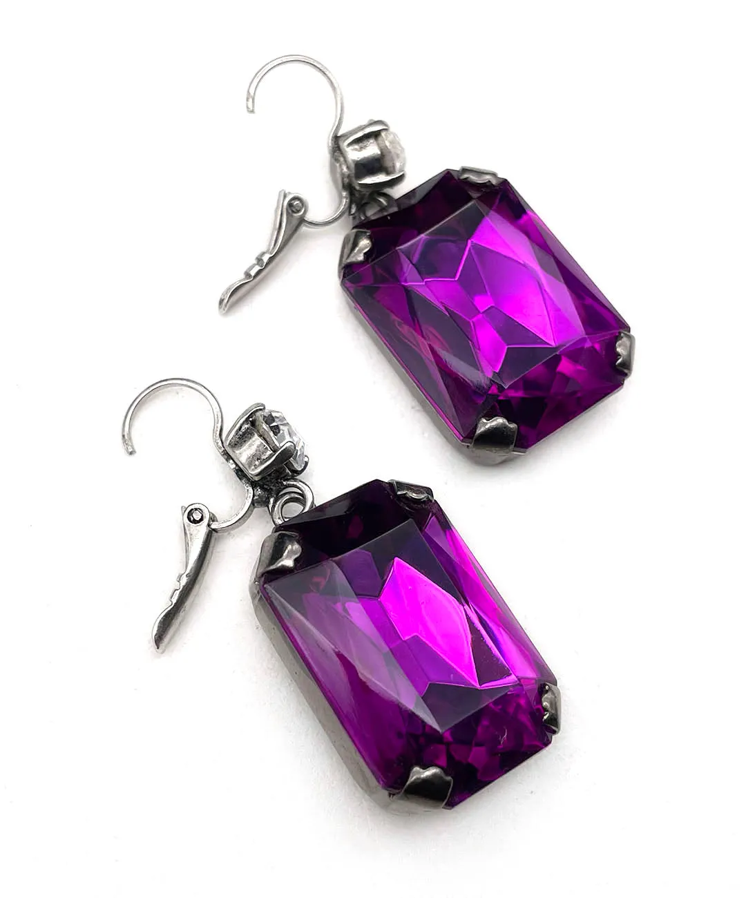 【ドイツ買付】ヴィンテージ SEIBOTH パープル クリア ガラス ピアス/Vintage SEIBOTH Purple Clear Glass Post Earrings