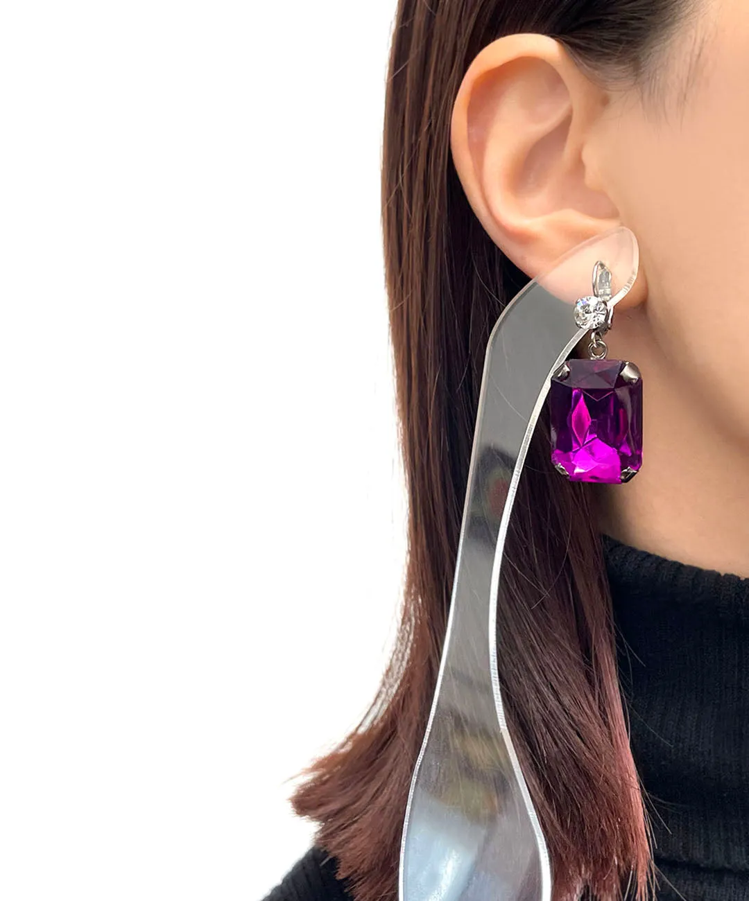 【ドイツ買付】ヴィンテージ SEIBOTH パープル クリア ガラス ピアス/Vintage SEIBOTH Purple Clear Glass Post Earrings