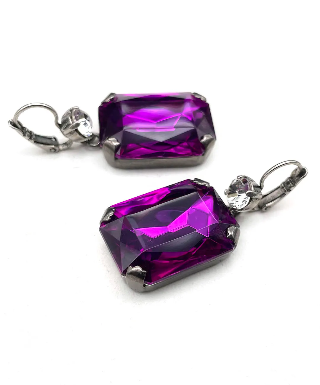 【ドイツ買付】ヴィンテージ SEIBOTH パープル クリア ガラス ピアス/Vintage SEIBOTH Purple Clear Glass Post Earrings