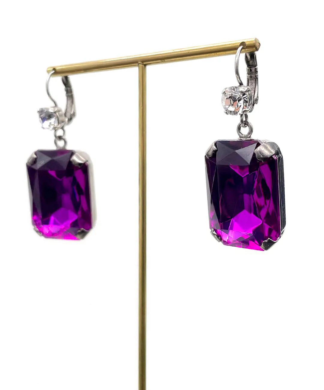 【ドイツ買付】ヴィンテージ SEIBOTH パープル クリア ガラス ピアス/Vintage SEIBOTH Purple Clear Glass Post Earrings